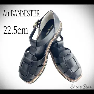 Au BANNISTER 블랙 22.5 통굽 플랫 샌들 미사용 새상품