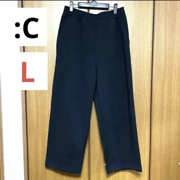 UNIQLO:C 맨투맨 와이드 팬츠 2025 모델 블랙 L 표준 길이