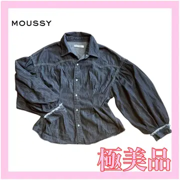 컨디션 최상 MOUSSY 다크 데님 벌룬 슬리브 셔츠