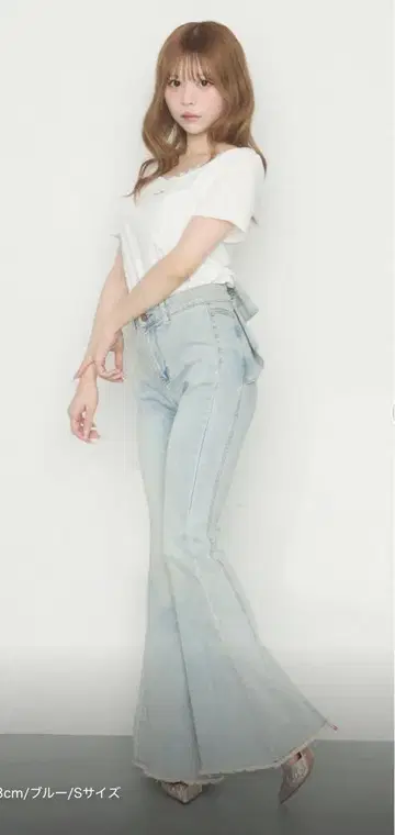 백리본 데님 팬츠