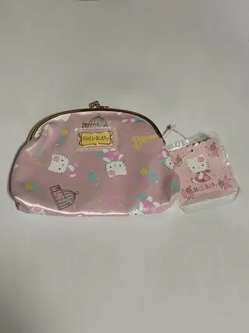 헬로키티 금속 장식 파우치 M 장미 가마구치 파우치