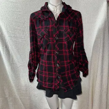 헤이세이 갸루 Y2K 그런지 d.i.a 계 체크 셔츠 헤이세이 초기