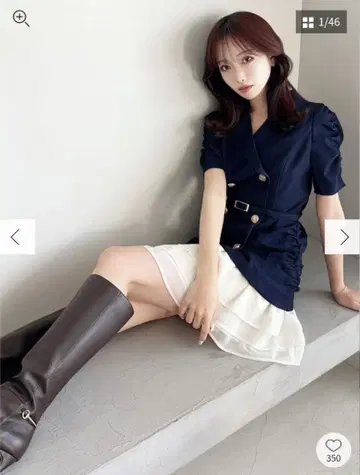 RESEXXY 밑단 프릴 테일러드 미니 원피스