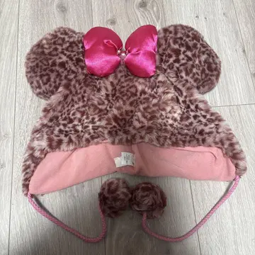 미키풍 퍼 모자 핑크