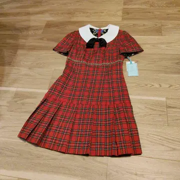 지저스 디아망테 콘티넨탈 걸 원피스 체크 무늬 빨간색