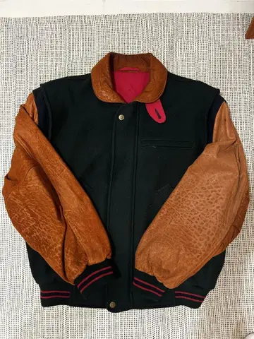 GANT 바시티 자켓 블랙 브라운 울 가죽