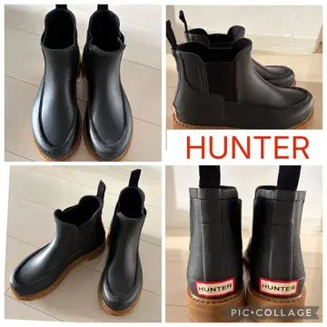 HUNTER 사이드 고어 블랙 숏 레인부츠