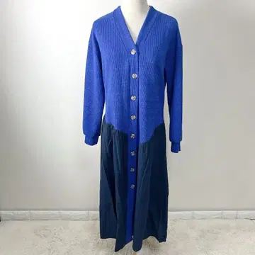 Sawa a la mode 이소재 가디건 원피스 블루 x 네이비
