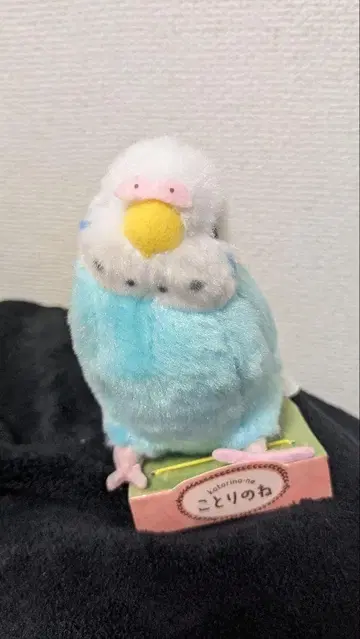 세키세이잉꼬 봉제 인형 받침대 포함 약 15cm