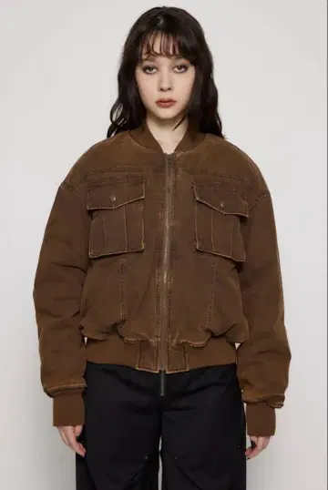 LAGUA GEM COTTON POCKET 블루종 브라운