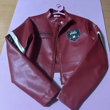 EVRIS 레드 숏 가죽 자켓