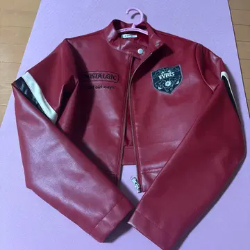 EVRIS 레드 숏 가죽 자켓