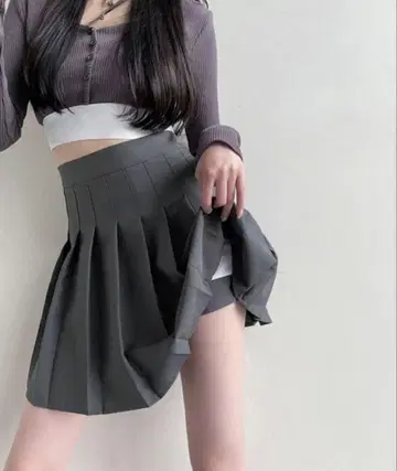 그레이 플리츠 스커트 숏팬츠 포함
