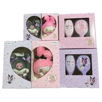 LiccA x My Melody Kuromi 봉제 인형 거울&브러쉬 세트