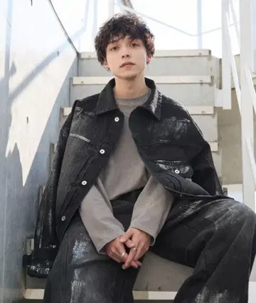 빈티지 라이크 호일 프린트 데님 자켓 S 블랙