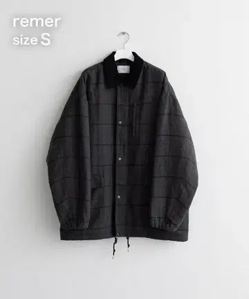 remer / 루즈 쉐도우 체크 오버 자켓 ( 블랙 ) S
