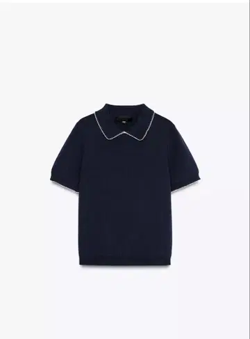 ZARA 파이핑 니트탑 네이비 M