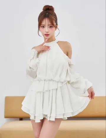 Darich 볼륨 쉬폰 미니 원피스