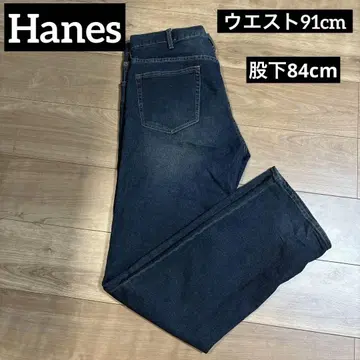 Hanes 다크 블루 스트레이트 레그 데님 팬츠 91cm 인심 84cm