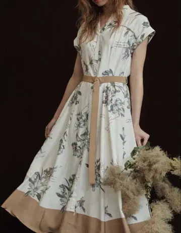 신상 15주년 Noela 스카프 패턴 셔츠 원피스