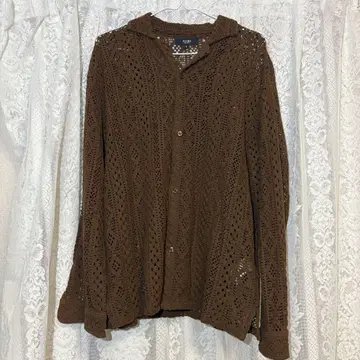 BEAMS 레이스 편직 브라운 셔츠 S 사이즈