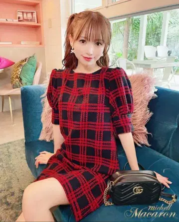 미셸 마카롱 체크 원피스 프리 사이즈
