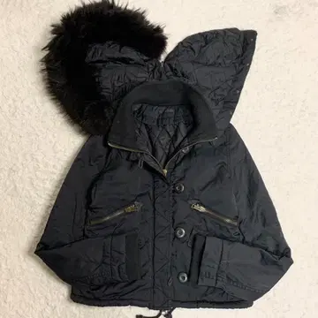 N-2B y2k 00s 갸루 블랙 퍼 후드 플라이트 자켓