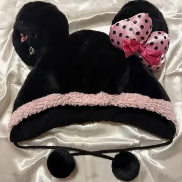 디즈니 미니 마우스 팬캡 블랙 핑크
