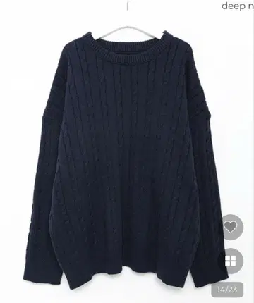 clutch 케이블 라운드 니트 deep navy