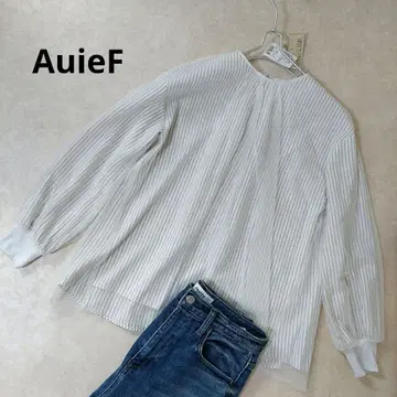 택 포함 새상품 AuieF 아위이에프 튤 상의 풀오버 38