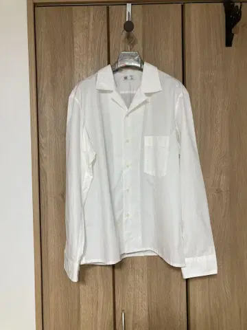 [미사용] 유니클로 U 오픈 카라 긴팔 셔츠 워크 셔츠 화이트