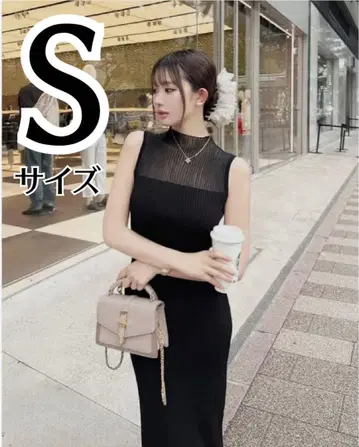 cheri mi 시스루 니트 슬릿 원피스 블랙 S 사이즈