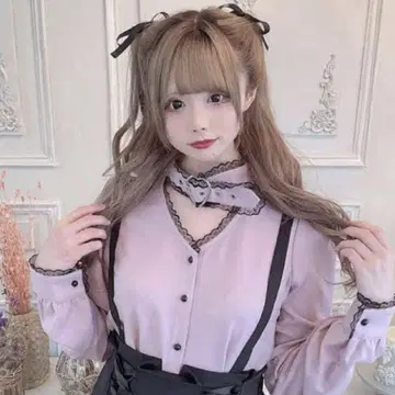 MARS 마즈 하트 벨트 버클 블라우스 핑크