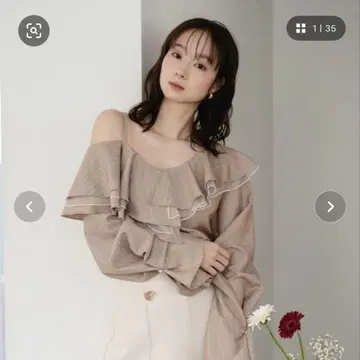 mideal 프릴 원숄더 상의