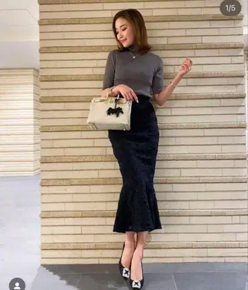 sheller 네이비 레이스 머메이드 스커트