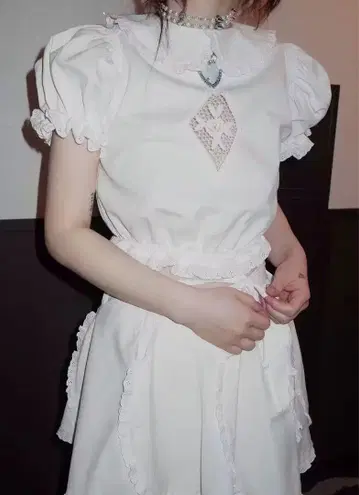 freckle rose blouse strap cloud skirt 세트