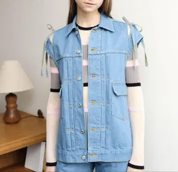 새상품 soduk ribon denim vest 리본 데님 베스트 일본제
