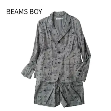 BEAMS BOY 셋업 자켓 숏팬츠 토끼 곰 무늬