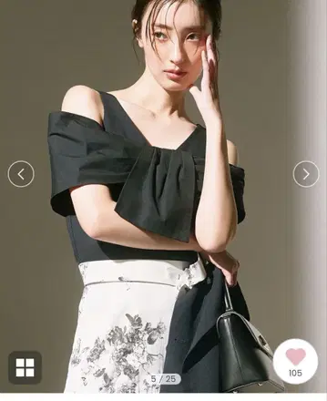 최신작 SNIDEL 리본 디테일 컷 풀오버 블랙