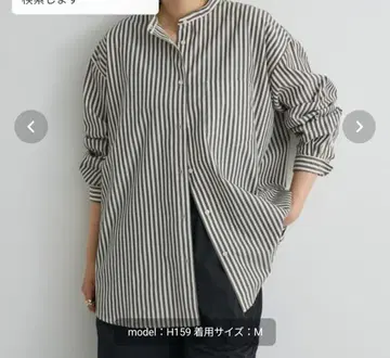 CRAFT STANDARD BOUTIQUE 밴드 카라 셔츠 스트라이프