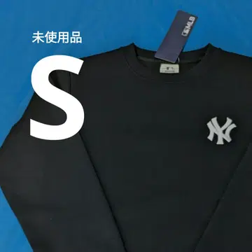 [ 미사용품 S ] MLB 뉴욕 양키스 자수 로고 스웨트 셔츠 블랙