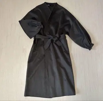 ZARA 벌룬 슬리브 롱 코트 다크 그레이 S