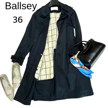 BALLSEY 볼지 라이너 포함 트렌치코트 36 네이비 벨트 포함