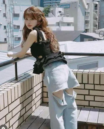 Randy 비쥬 백컷 와이드 데님