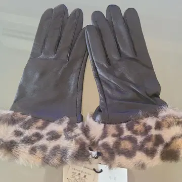 양가죽 장갑 여성용 renoma 레오파드 무늬 퍼 포함 20cm