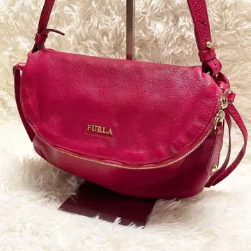 [ 새상품급 ] FURLA 훌라 원숄더백 핑크 로고 주름 가죽
