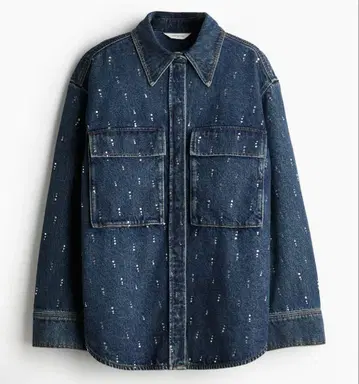 H&M 큐빅 장식 데님 셔츠