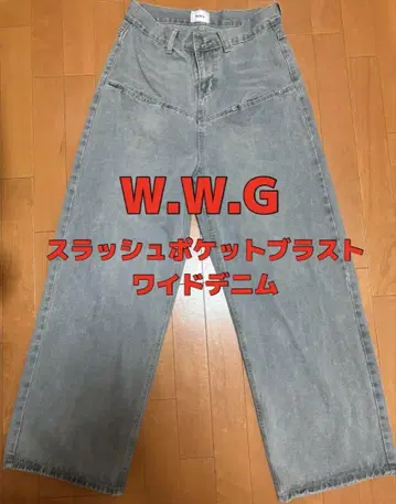 WWG 슬래시 포켓 블라스트 와이드 데님 F 사이즈