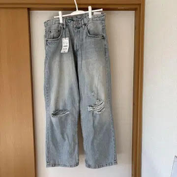 ZARA 자라 BAGGY FIT 데님 팬츠 배기 팬츠 데미지 가공 44