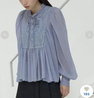 [ 컨디션 최상 ] SNIDEL 자수 양류 쉬폰 블라우스 블루